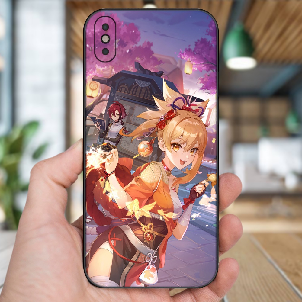 Ốp lưng iPhone Xs Max dẻo đen cạnh vuông in hình Yoimiya Genshin Impact