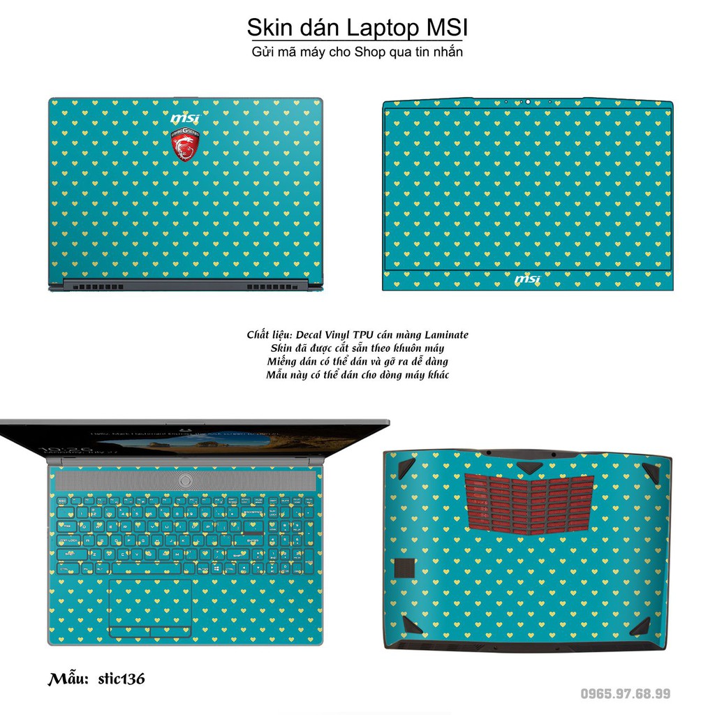 Skin dán Laptop MSI in hình Hoa văn sticker _nhiều mẫu 22 (inbox mã máy cho Shop)