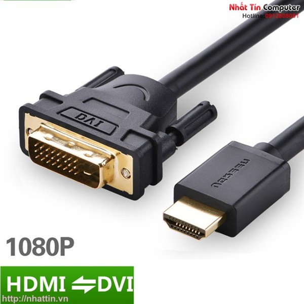 Cáp HDMI to DVI (24+1) mỏng dẹt dài 2M Chính hãng Ugreen 30106 Cao cấp