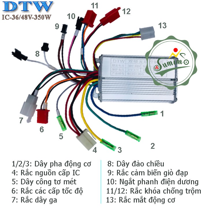 IC xe điện - Bộ điều tốc xe điện DTW IC-36/48V-350W đa năng