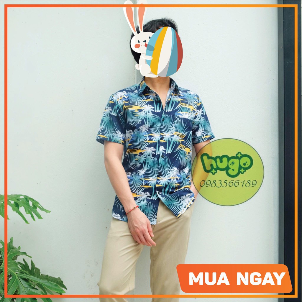 Áo sơ mi thổ cẩm họa tiết đi biển 🌈FREESHIP🌈 áo nam chất đẹp ngắn tay - họa tiết hoa lá phom vừa - Hugo Shop