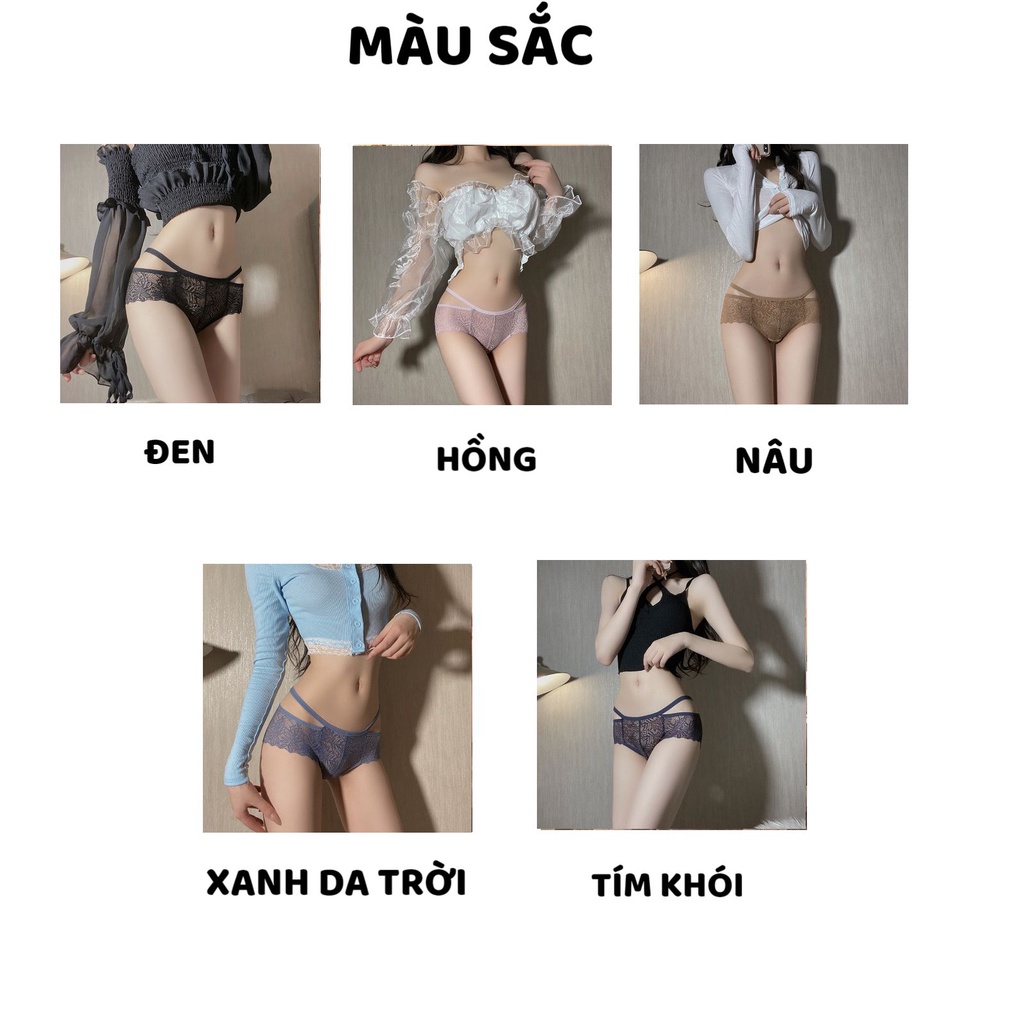 Quần Lót Nữ Ren Sexy thiết kế dây đan chéo thêu họa tiết thoáng mát MÃ 3042