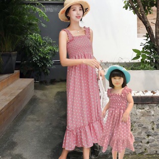 Đầm maxi bi mẹ bé