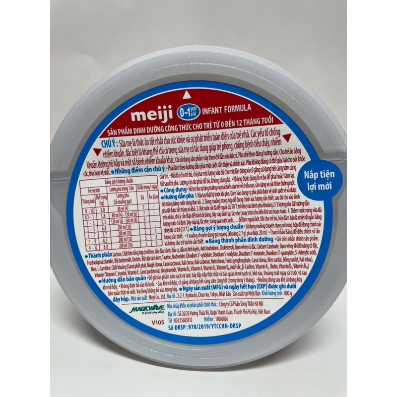 Sữa Meiji 0-1  lon 800g date: 2025