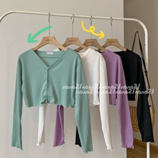 Croptop khuy dài tay