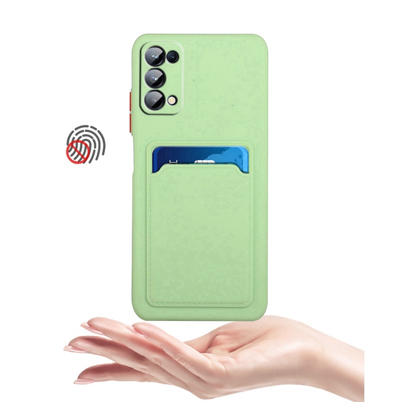 Ốp Điện Thoại Silicone Mềm Chất Lượng Cao Có Ngăn Đựng Thẻ Và Giá Đỡ Cho OPPO Reno 5 Pro Reno5 K 5K Find X3 Lite