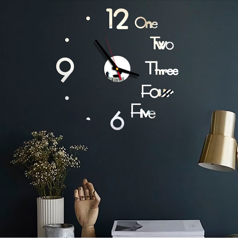 Đồng hồ gắn tường 3d acrylic tráng gương trang trí nội thất