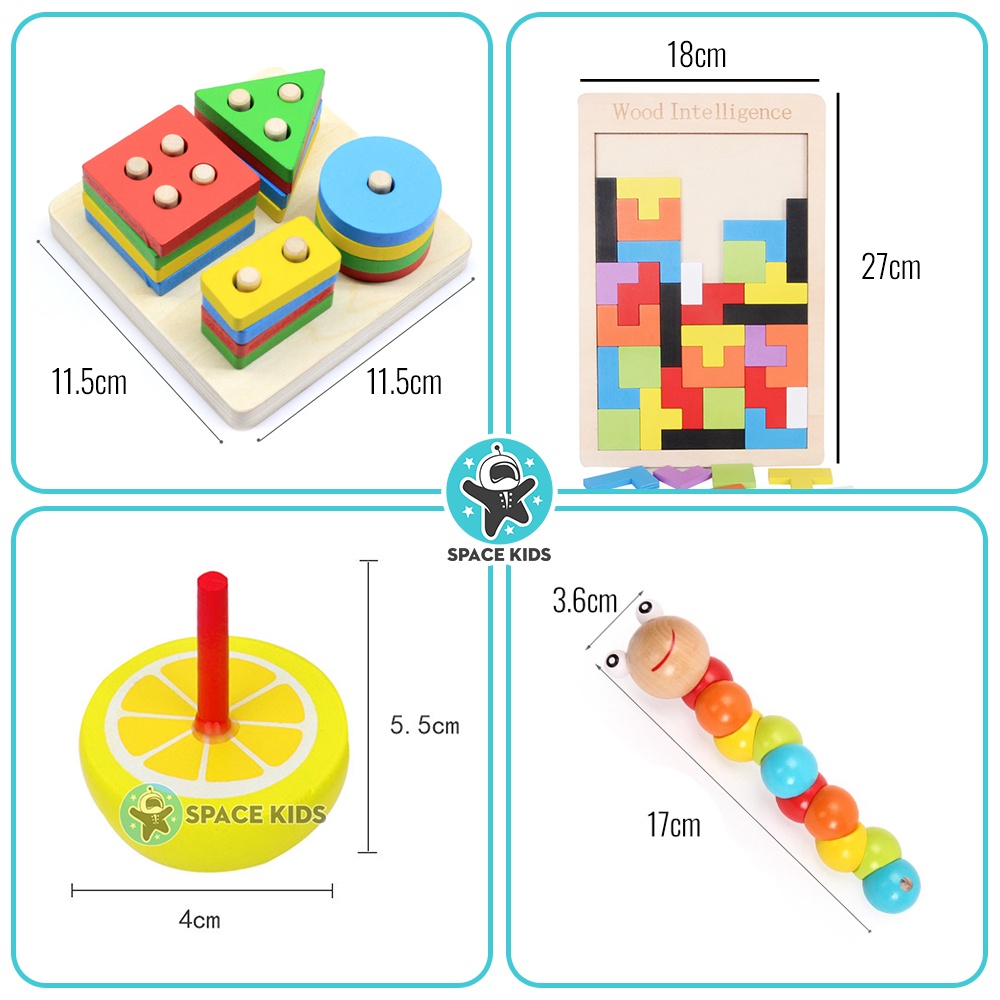 Đồ chơi gỗ thông minh giáo dục phát triển trí tuệ cho bé, đồ chơi montessori cho bé 1 2 3 4 5 tuổi Space Kids