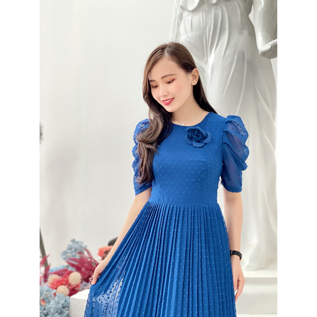 Đầm dáng xòe chất liệu voan tơ hạt nổi cao cấp Emvy K56 | BigBuy360 - bigbuy360.vn