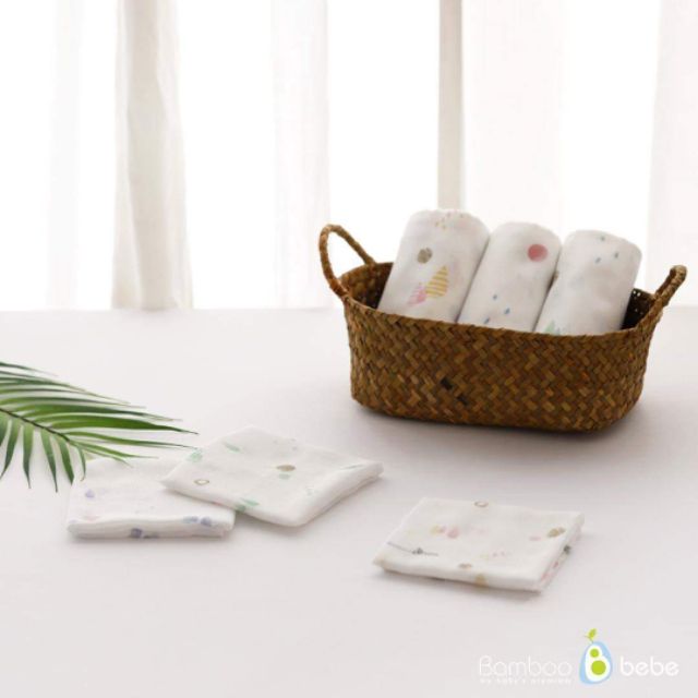 Set khăn sữa sợi tre Hàn Quốc BAMBOO BEBE ,mềm nhẹ, thấm hút không gây kích ứng cho da bé (set 6)