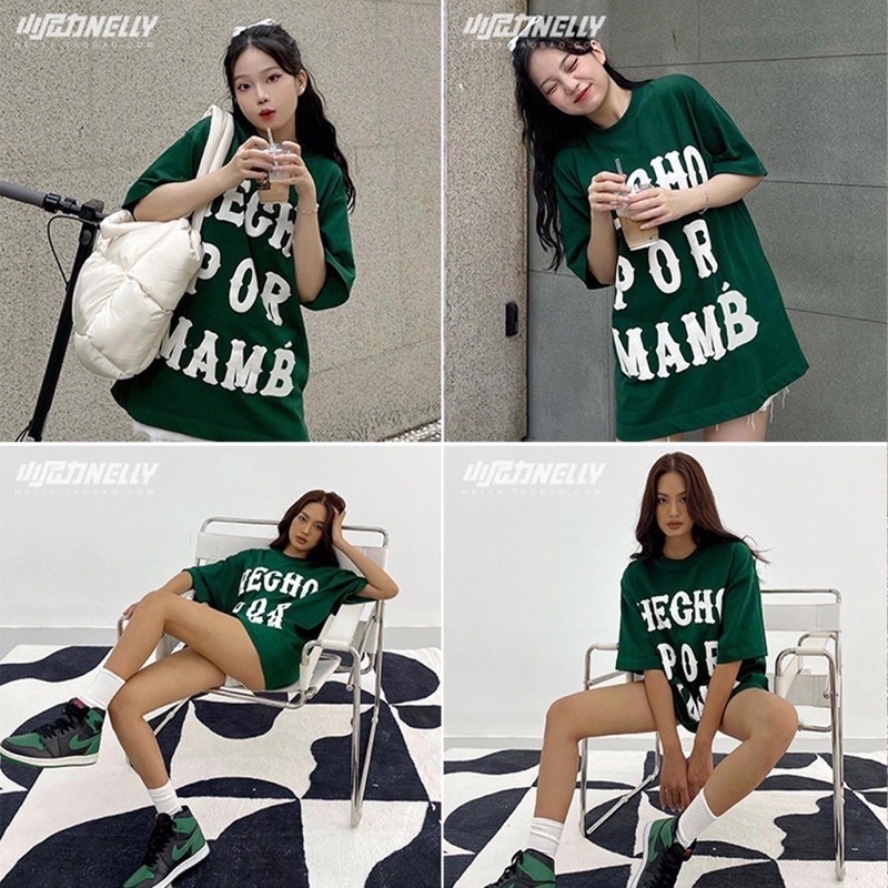 Áo phông cotton khô chữ  Por mama áo thun tay lỡ nam nữ over size