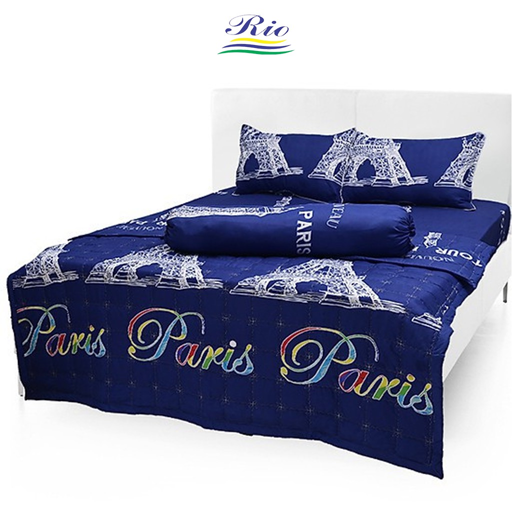 Bộ Ga Gối RIOTEX 4 Món Họa Tiết Paris Kích Thước 1m/m2/m4/m6/m8