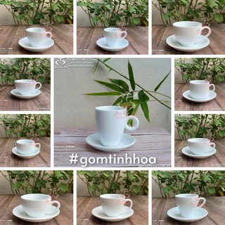 Ly sứ uống cafe Cappuccino và Espresso, Latte men trắng gốm sứ Bát Tràng