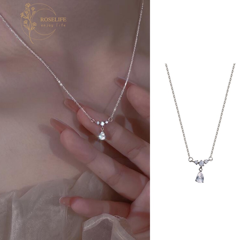 Vòng cổ Mặt Hình Giọt Nước Đính Đá Zircon Thời Trang Cho Nữ