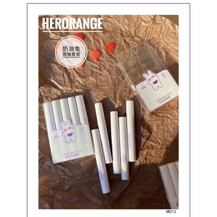 [Hàng mới về] Bộ Son Kem Trang Điểm Herorangefive Thiết Kế Hình Thỏ Dễ Thương | BigBuy360 - bigbuy360.vn