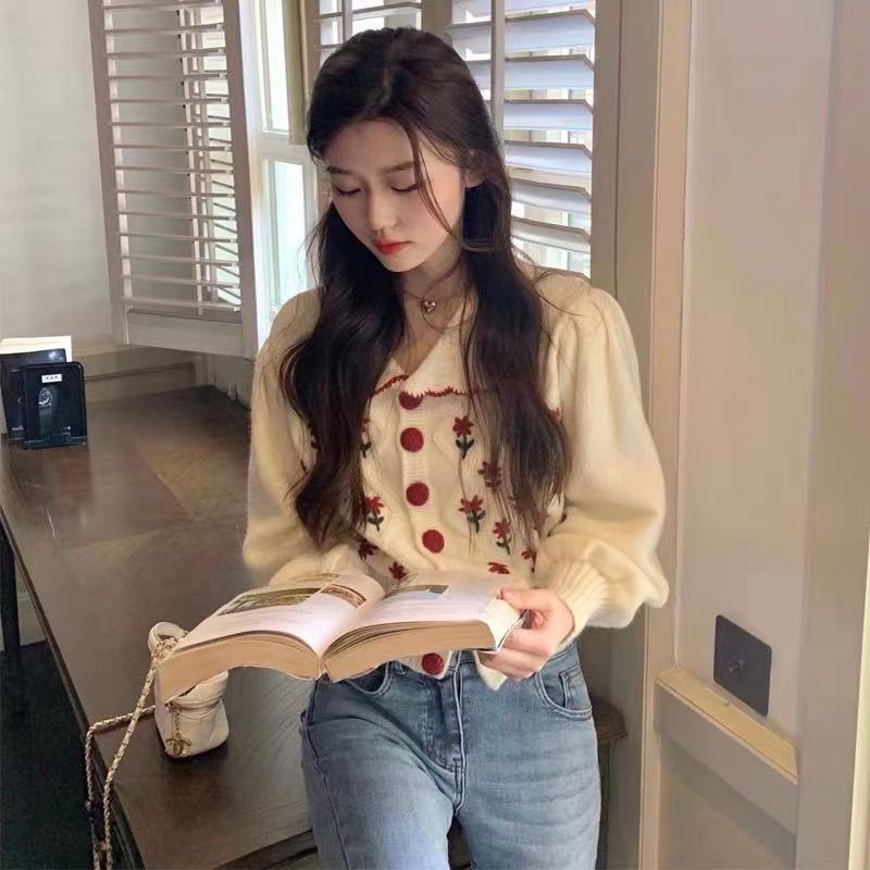 Áo khoác cardigan len dệt kim phong cách Hàn Quốc 2021 mới thời trang thu đông dành cho nữ