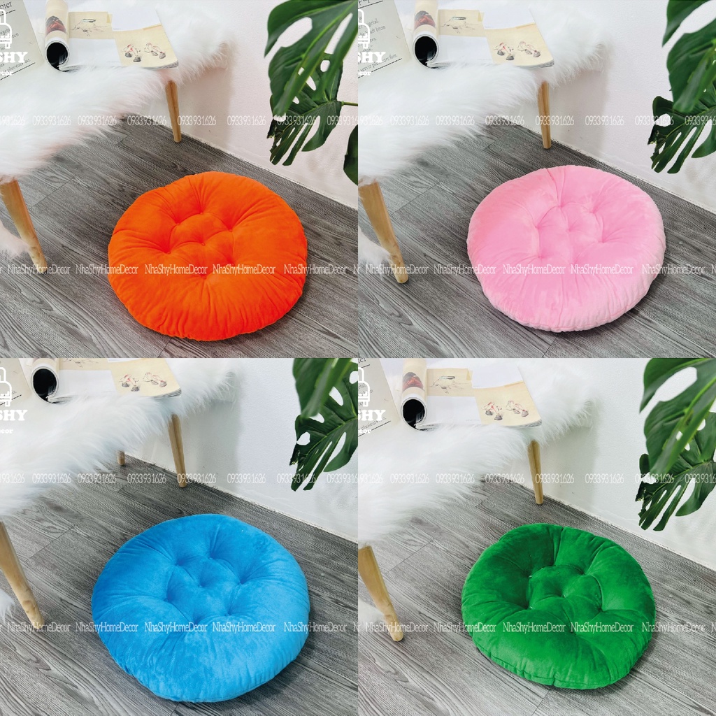 Đệm ngồi bệt hình tròn , đệm ngồi bàn trà chất nỉ nhung size đường kính 40cm