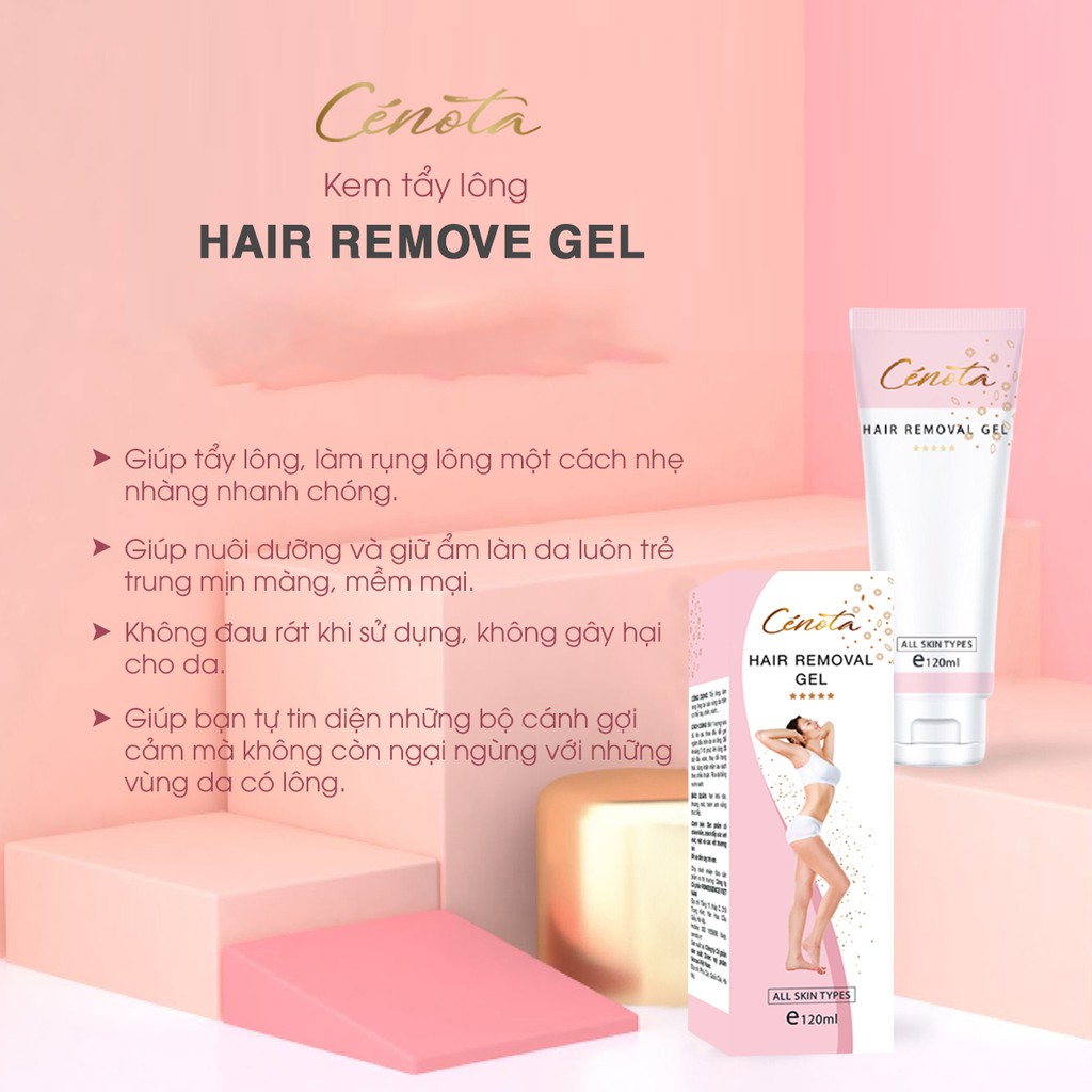 Triệt Lông Cenota Hair Removal 120ml Tẩy Lông Chân, Lông Bikini, Lông Nách, Lông Mặt, Lông Tay, Râu, Tẩy Lông Tại Nhà