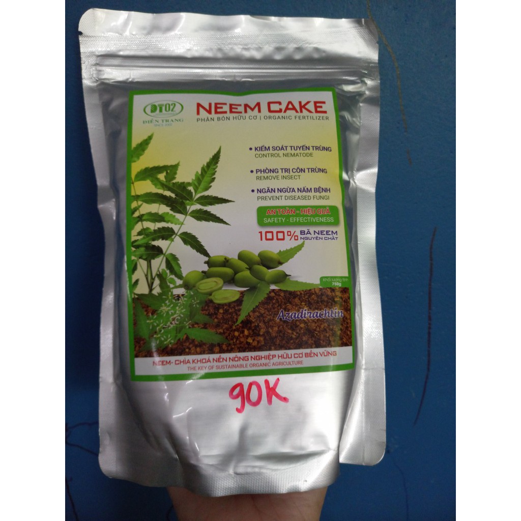 Phân bón hữu cơ NEEM CAKE- bánh dầu neem nguyên chất-750gr-90k, phòng tuyến trùng, sùng đất, rệp, nấm hại, giúp kích rễ.