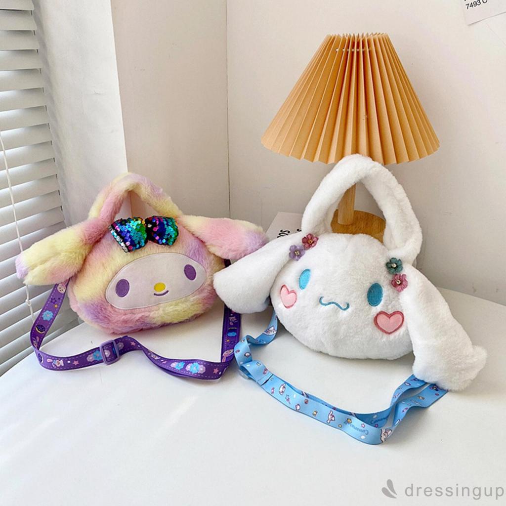 Túi đeo chéo vai hình chú chó/thỏ hoạt hình nhồi bông dễ thương xinh xắn cho nữ