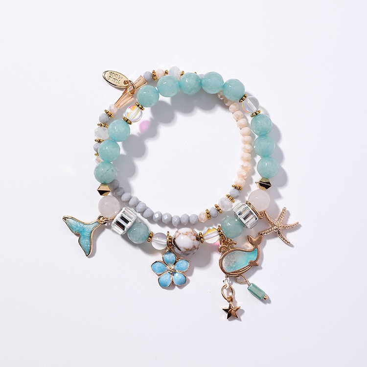 XiaoboACC Vòng Tay Có Giãn Hình Hoa / Cá Heo Phong Cách Retro Thời Trang Cho Nữ