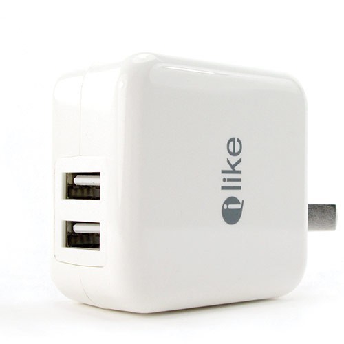 Củ sạc iLike,Pisen AK517 ( 2V-2.1A ) 2 cổng ra USB - Hàng Chính Hãng