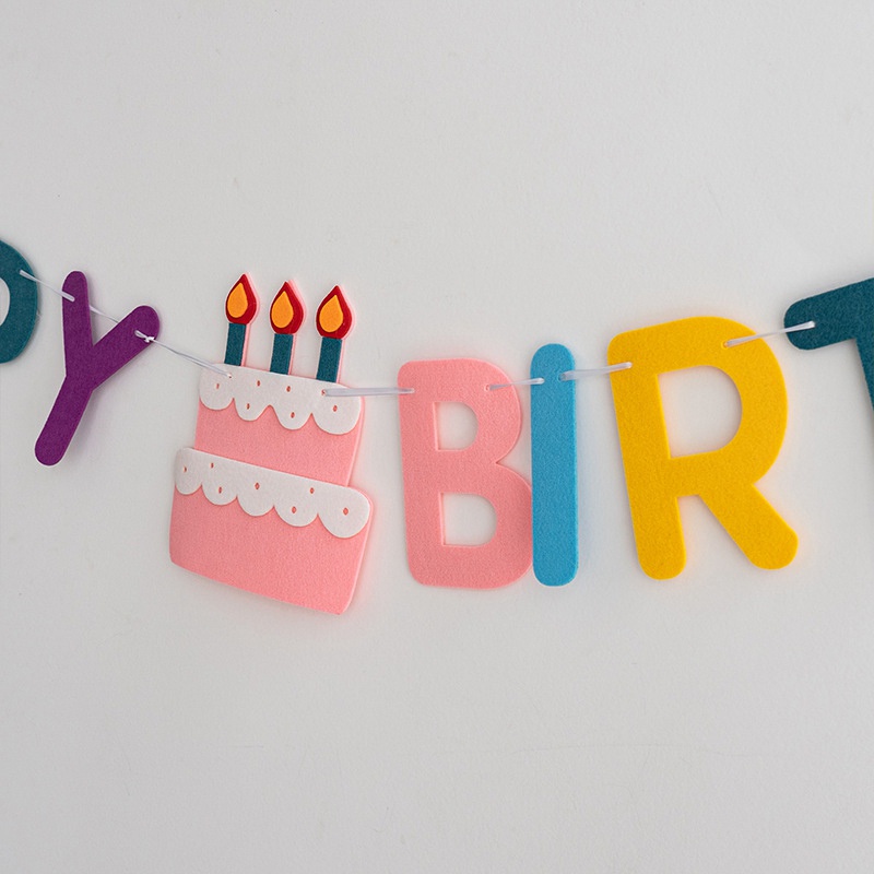 Dây Cờ Kéo Chữ Happy Birthday Bằng Nỉ Màu Sắc Ngọt Ngào Trang Trí Tiệc Sinh Nhật