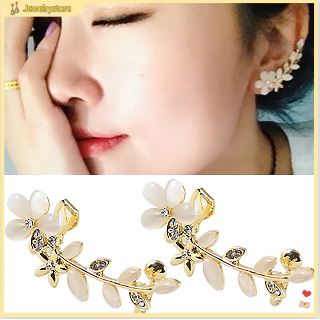 Khuyên kẹp vành tai hình hoa đính đá xinh xắn cho nữ