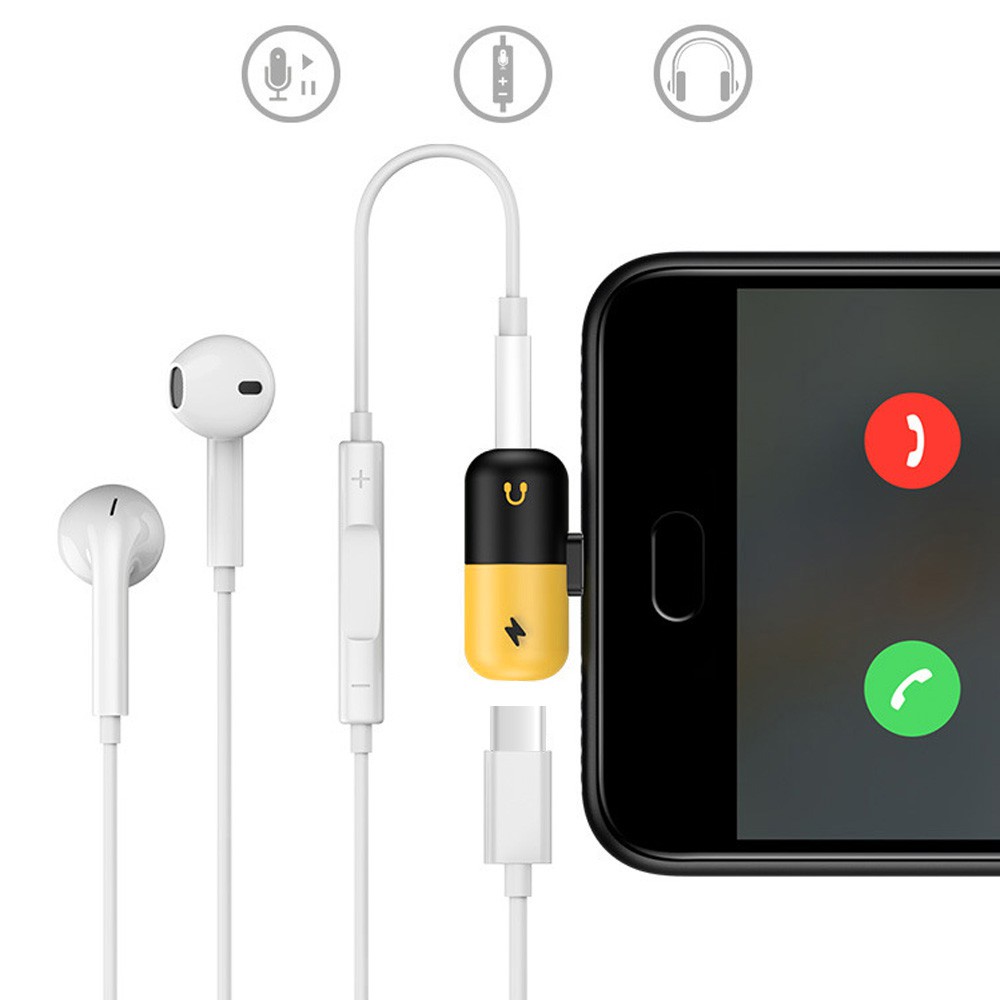 Dây cáp chia cổng sạc USB loại C và tai nghe 3.5mm 2 trong 1 tiện dụng dành cho Xiaomi Mi 8 Lite mi A2 Lite Samsung