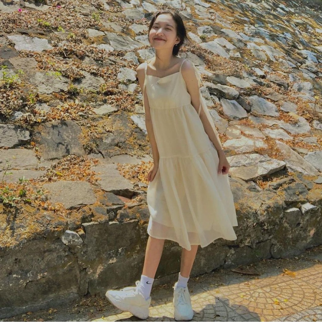 Váy 2 Dây Voan Tơ Ulzzang Xòe Tầng 2 Lớp Cao Cấp Đầm Nữ Dáng Xòe | BigBuy360 - bigbuy360.vn