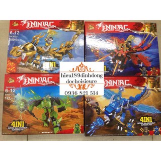 Lắp ráp xếp hình Ninjago sx3012 (4in1) : Rồng chiến đầu của các ninja (Khách chat chọn mẫu)