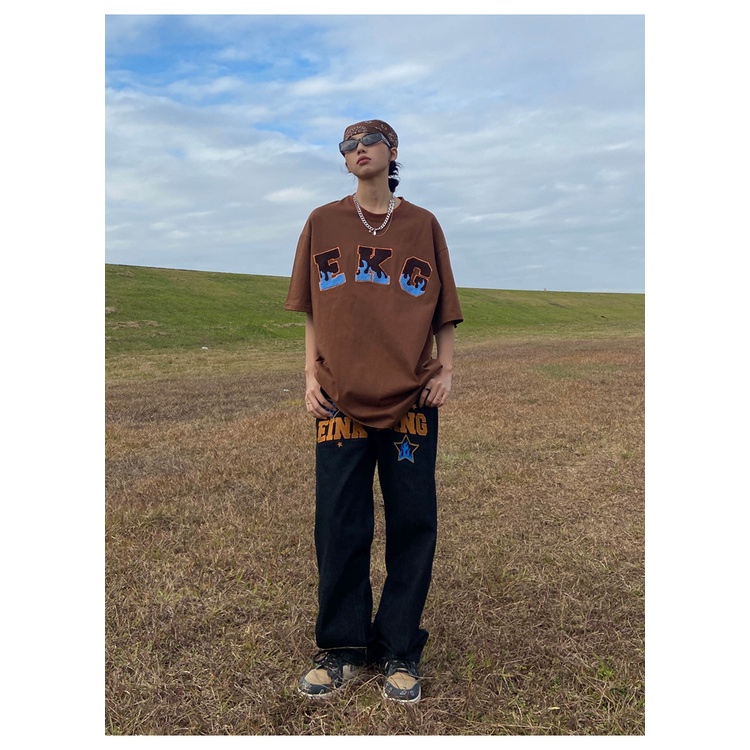 Áo Thun Nữ Ngắn Tay Thêu Chữ Phong Cách Hàn Quốc