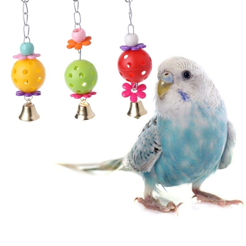 Pet Bites Parrot Bird Climb Chew Toys Bell Swing Cage Hanging Cockatiel Parakeet AZS