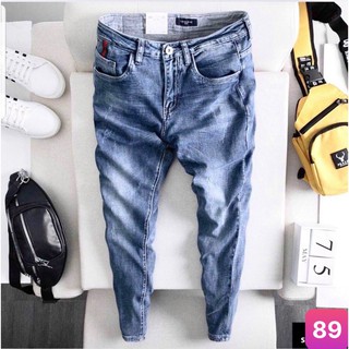 Quần jean nam xanh đậm trơn không rách gối chất bò cao cấp co dãn 4 chiều, quần rin nam mới cực đẹp Hb62 Nhiều mẫu