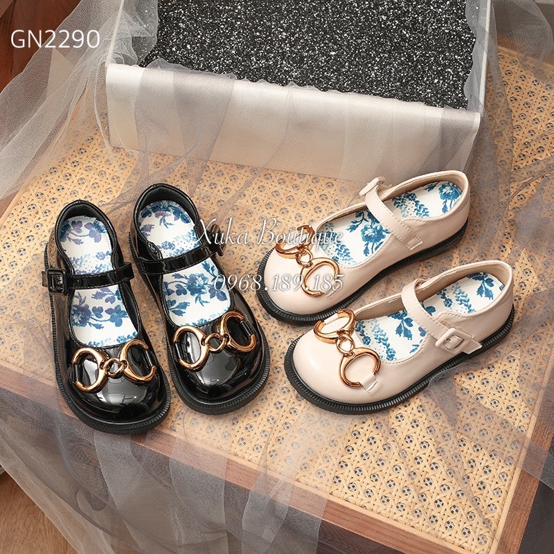 Giày Búp Bê GC Hoa Văn Cao Cấp Bé Gái