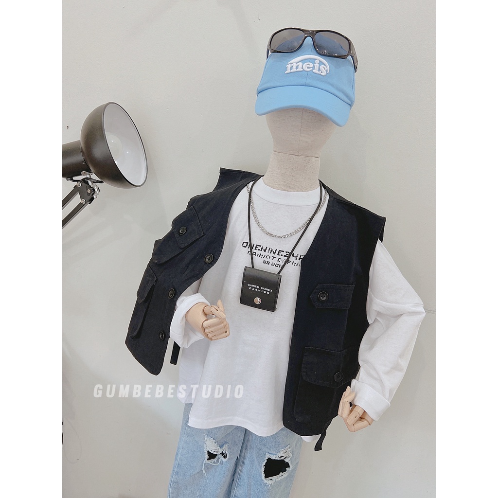 Áo Thun Dài Tay Dáng Rộng Phong Cách Ulzzang Cho Bé Trai & Gái