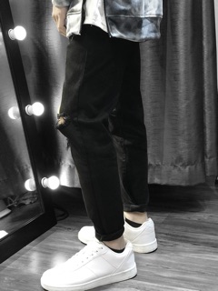 Quần jeans đen rách gối NP16 Brocode