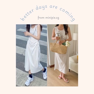 Đầm midi hở eo rút dây hàn quốc minipie