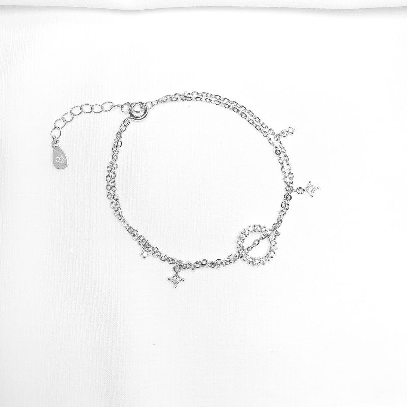 Lắc Tay Bạc Blue Peach Circle & Star LT413