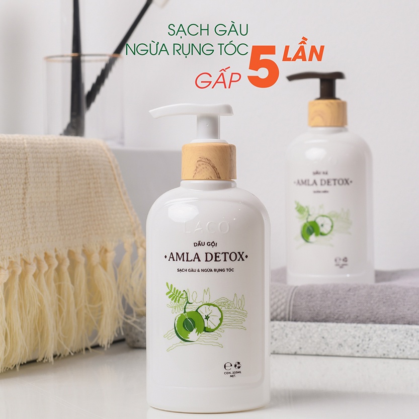 Dầu gội Amla Detox thiên nhiên sạch gầu, ngăn rụng tóc và kích thích mọc tóc Laco Amla Detox 300ml