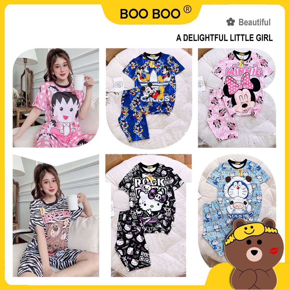[Mã SKAMLTSM9 giảm 10% đơn 99K] Đồ bộ thun 3D Lửng Boo Boo ( 40kg - 65kg )
