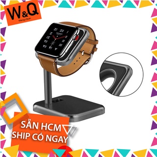 Sẵn VN - W&Q Giá Đỡ Kiêm Đế Sạc Đồng Hồ Giá Kê Apple Watch S1/2/3/4/5 Nhôm Đúc Nguyên Khối Dock Sạc Công Thái Học
