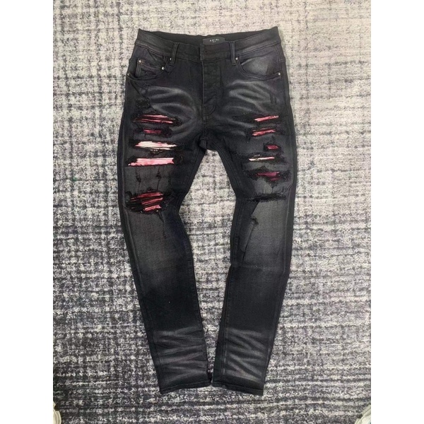 Quần bò Amiri vá vải L.A mẫu mới, jean bò rách gối vá màu chất sịn, Bin Store