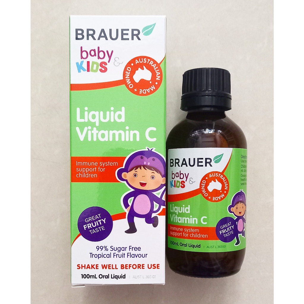 Brauer liquid vitamin C chai 100ml (Nhập khẩu chính hãng Úc). Bổ sung vitamine C giúp tăng đề kháng cho bé