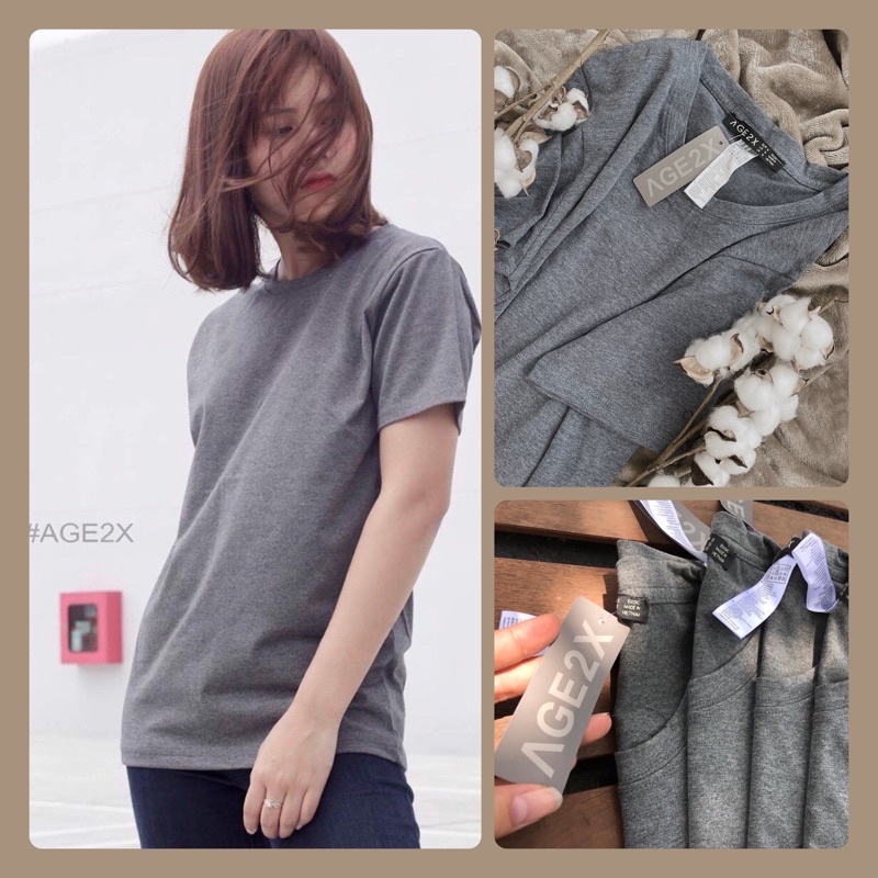 Xám Đốm Áo Thun Trơn Chính Hãng AGE2X 83%Cotton Mềm Xịn, Siêu Thấm, Siêu Bền Bỉ, Hàng VNXK Chất Lượng Cao