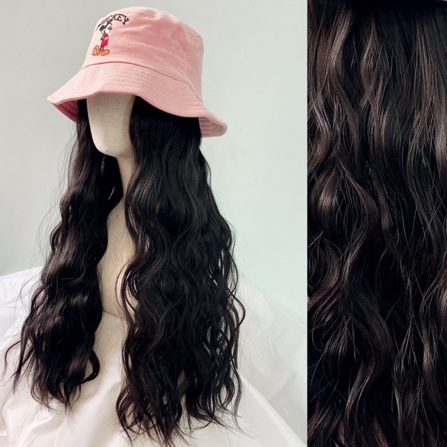 &lt;Ảnh Thật&gt; Mũ Vành Mickey Hồng Tóc Giả Xù