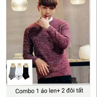 Combo áo len tiêu kèm 2 đôi tất nam