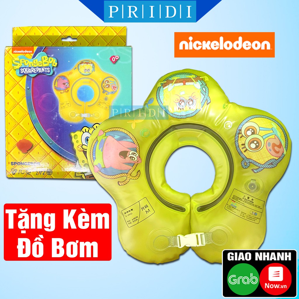 Phao Bơi Cho Bé Phao Bơi Đỡ Cổ Chống Lật Cho Bé Hoạt Hình SPONGEBOB Cao Cấp (TẶNG KÈM ỐNG BƠM) - Phao Bơi Trẻ Em PRIDI