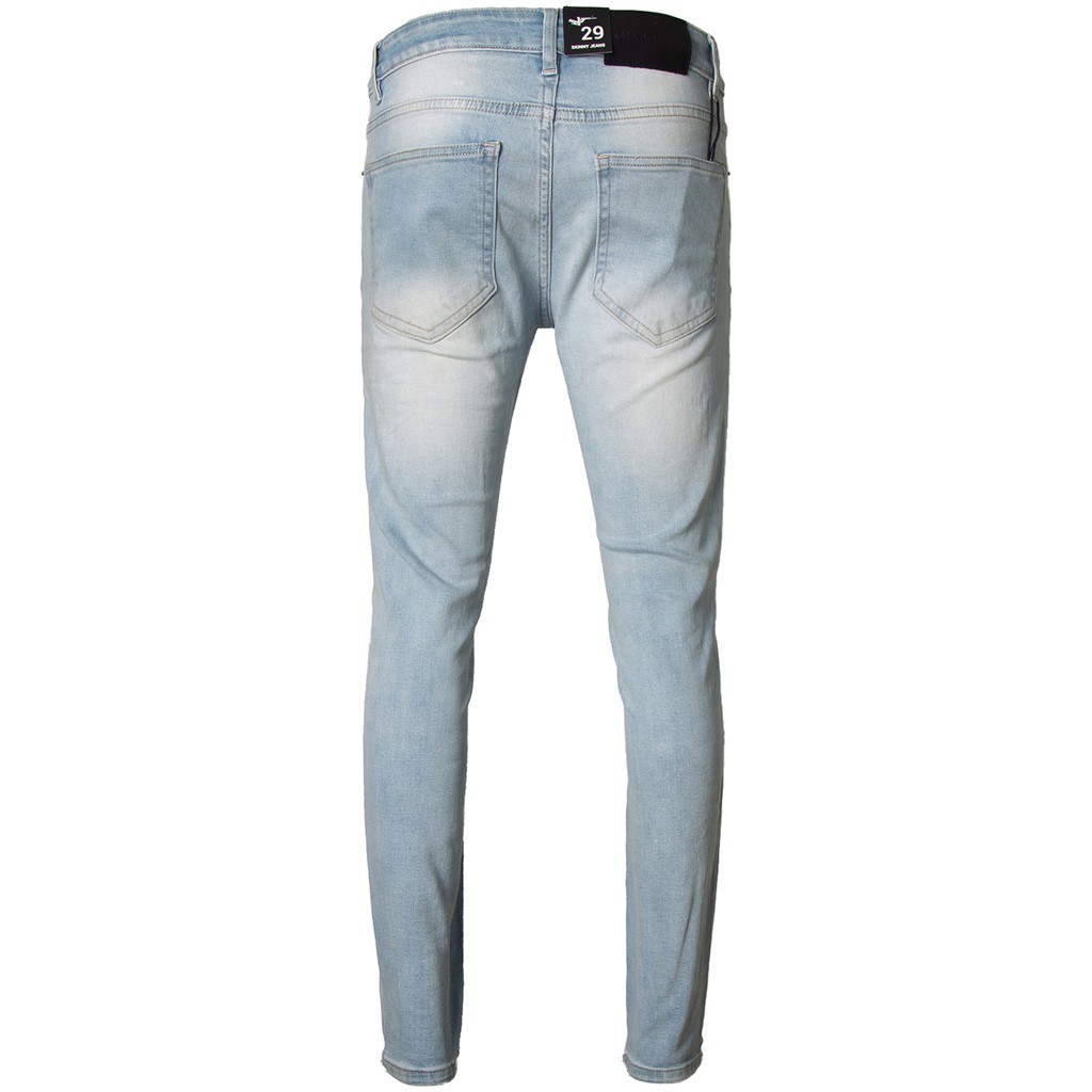 Quần Skinny Jeans Nam-Màu Xanh Nhạt-Rách Ngang Gối-Chất Liệu Cotton Co Giãn-Ống Đứng Dáng-Ống Ôm Chân Chuẩn Skinny | BigBuy360 - bigbuy360.vn