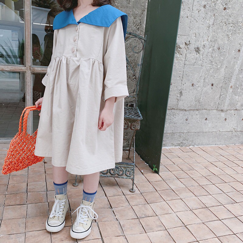 Đầm bé gái thu đông kiểu Hàn Quốc đầm thủy thủ